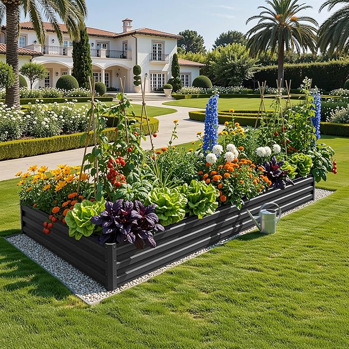 YITAHOME 8x4x1ft 2pcs Large Raised Garden Bed Kit, Galvanized Metal Planter Box - Image 2