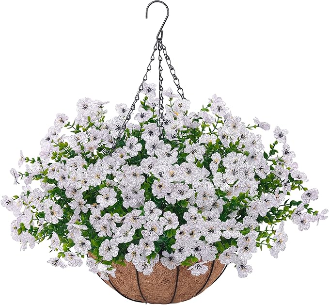 Artificial Faux Hanging Plants Flowers Basket - Image 9