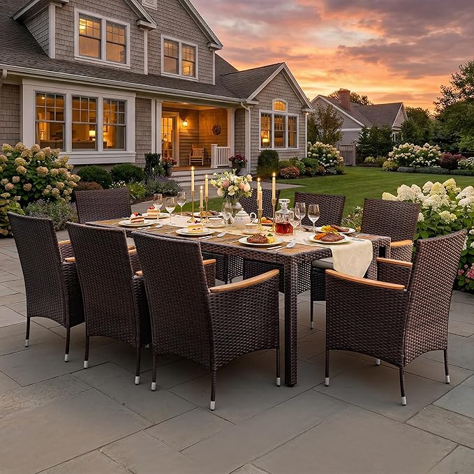 Greesum 9 Pieces Outdoor Patio Dining Set, Conversation Sets - Image 5