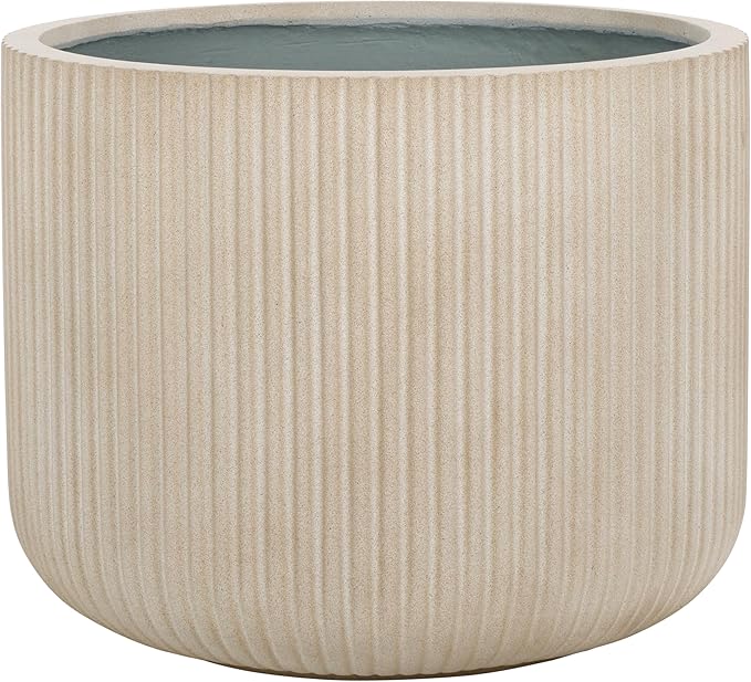 SAFAVIEH Outdoor Collection Lucca Beige Cement Ficonstone Planter Pot by SAFAVIEH