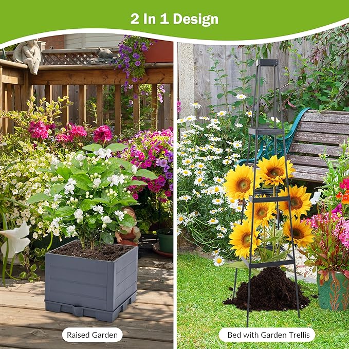 GENMOUS Raised Garden Bed with Tomato Planter Box Trellis, Tomato Planter Cage - Image 5