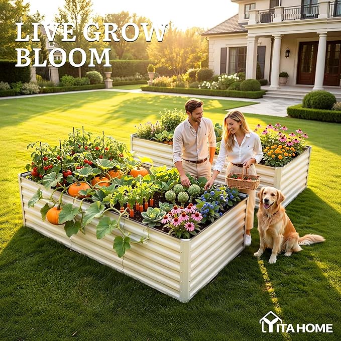 YITAHOME 8x4x2ft 2pcs Large Raised Garden Bed Kit, Galvanized Metal Planter Box - Image 3