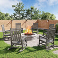 Poly Lumber Rocking Chair Outdoor Set of 6- HDPE High Back Porch Rocker Chairs by GarveeLife