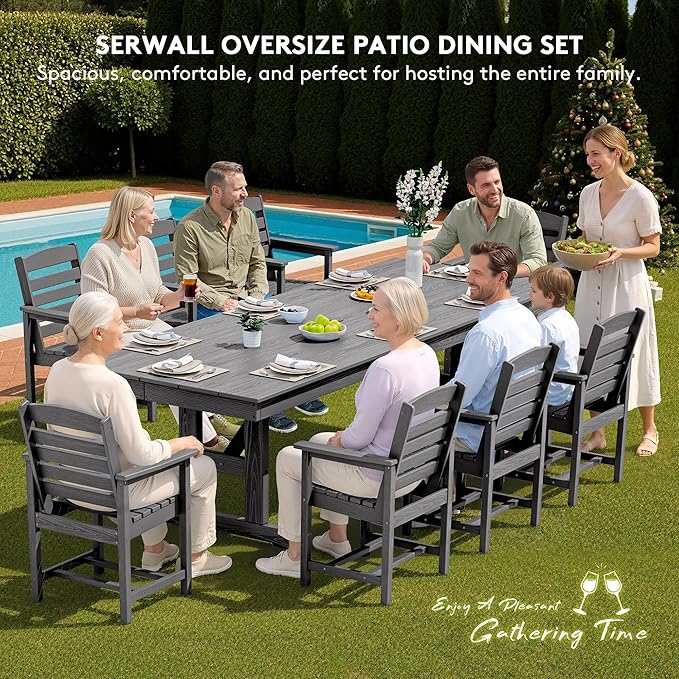 SERWALL Outdoor Dining Chairs Set of 4, All-Weather HDPE Patio Chair - Image 5