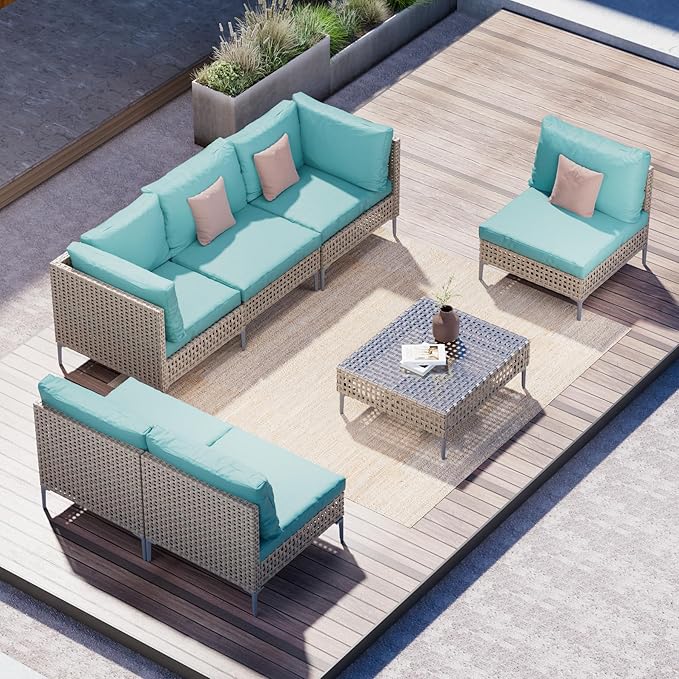 Grand patio 7-Piece Wicker Patio Furniture Set, Boho Outdoor Conversation Set - Image 2