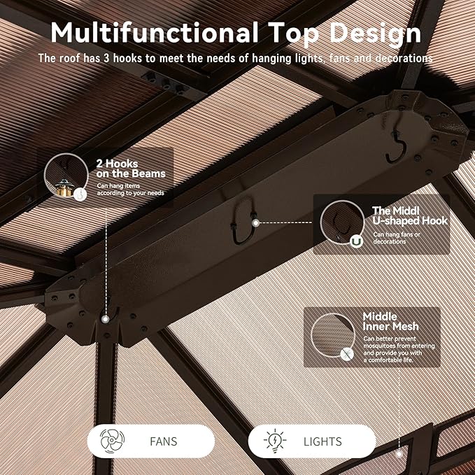 Aoxun 12'x14' Hardtop Gazebo - Image 9