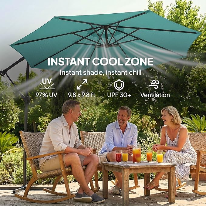 Outsunny 10 ft Offset Patio Umbrella - Image 3