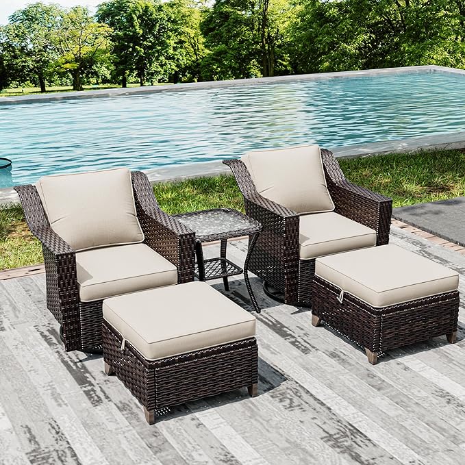 Joyside Wicker Patio Furniture Sets, 5 Pieces Upgraded Large Size Outdoor - Image 7