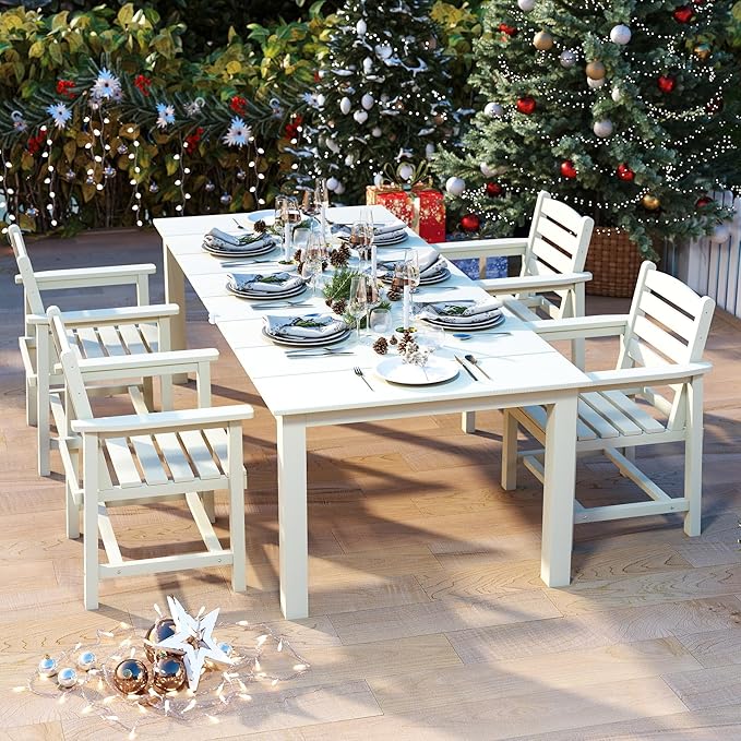 5-Piece White Outdoor Dining Set by PatioKingdom
