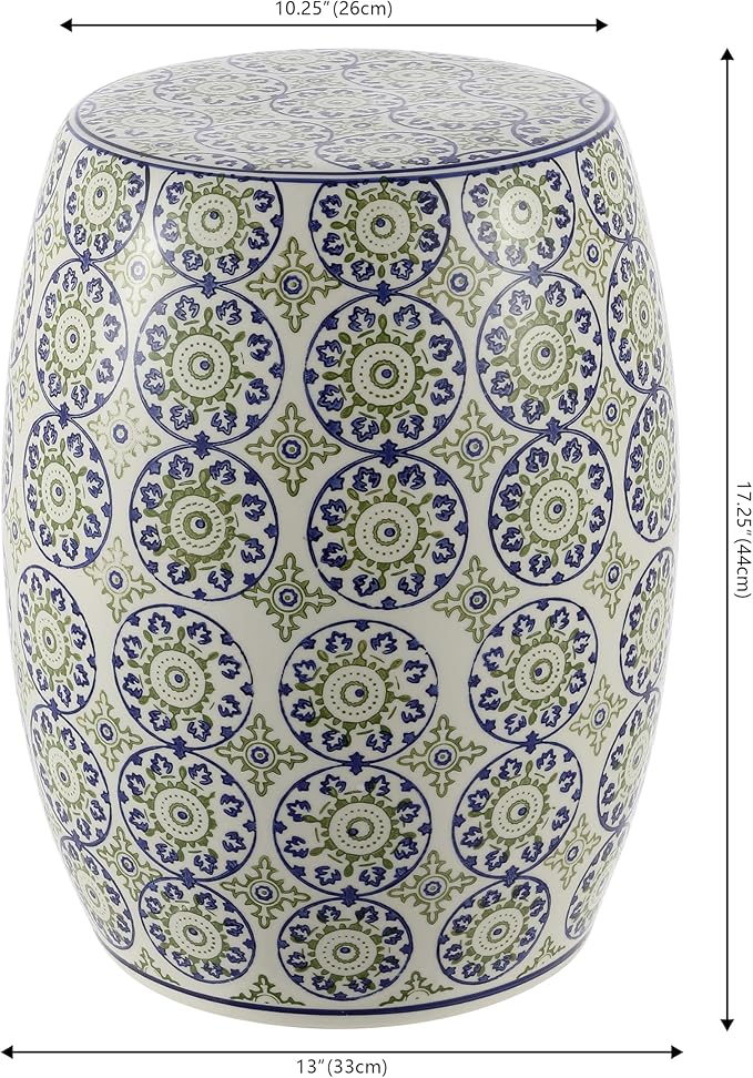 JONATHAN Y TBL1025A Lula 17.25" Suzani Ceramic Indoor/Outdoor Garden Stool - Image 3