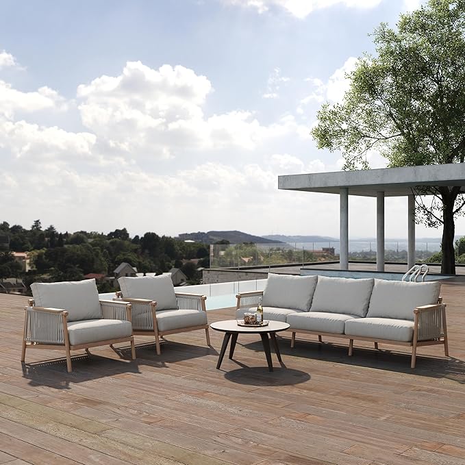 Acanva Modern All-Weather Aluminum Outdoor Patio Sofa - Image 2