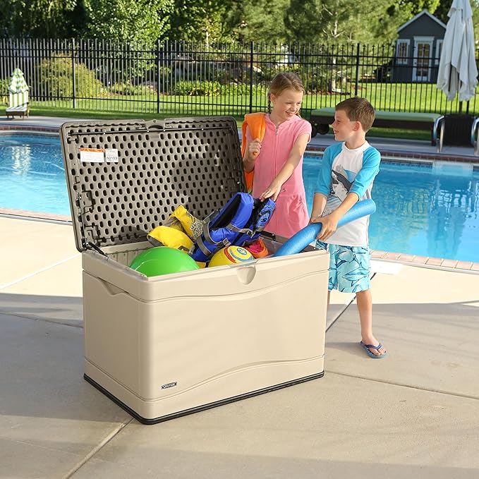LIFETIME 60103 Deck Storage Box, 80 Gallon, Desert Sand/Brown - Image 4