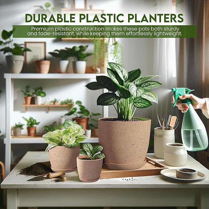 Utopia Home - Spotty Plant Pots Indoor - 7/6.6/6/5.3/4.8 Inches Flower Pots - - Image 5