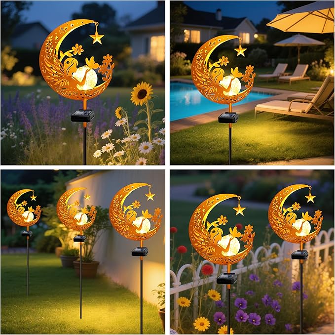 YJFWAL Garden Solar Fairy Lights Pathway Stake Lights Glass Globe - Image 7