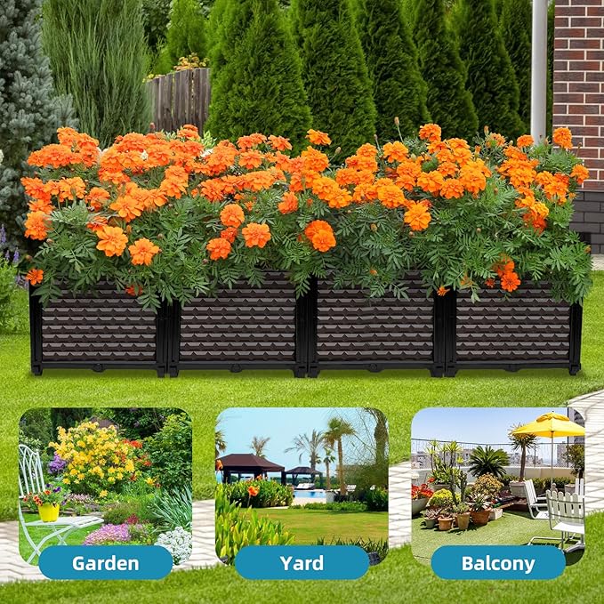 Large Planters for Outdoor Plants 14" Tall Planter Box, Raised Beds for - Image 8
