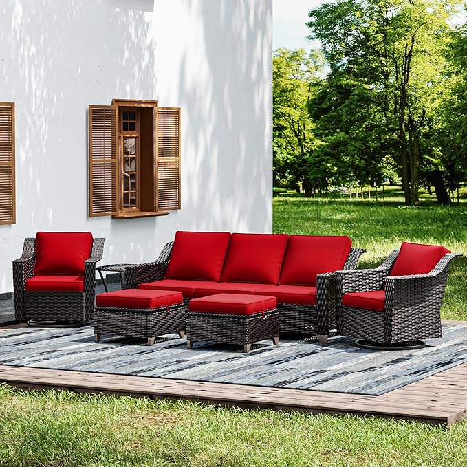 Joyside Wicker Patio Furniture Sets, 6 Pieces Upgraded Large Size Outdoor by Joyside