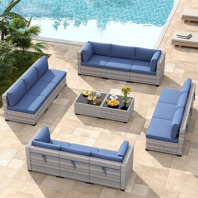 12-Seat Modular Patio Furniture Set – Outdoor Wicker Sectional Sofa - Image 2