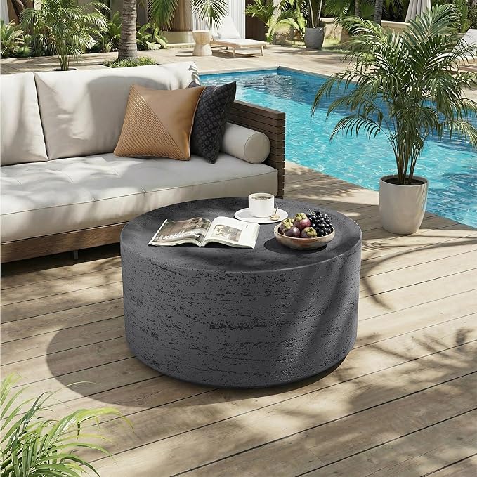 UPHA Outdoor Round Coffee Table, Small Modern Minimalist Accent Tables - Image 7