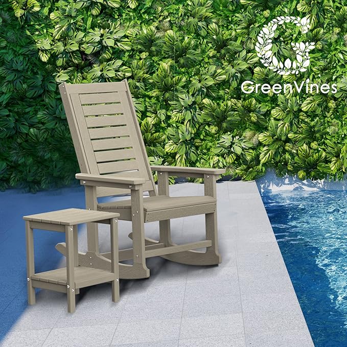 GREENVINES Outdoor Rocking Chair Set | 3-Piece | Desert Brown Wood Grain | 2 - Image 2