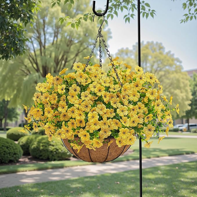 Artificial Faux Hanging Mums Plants Flowers Basket - Image 5