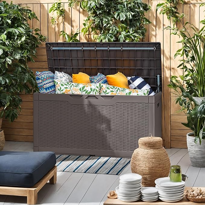 Flamaker Outdoor Storage Box 100 Gallon Waterproof Resin Deck Box Delivery Box - Image 6