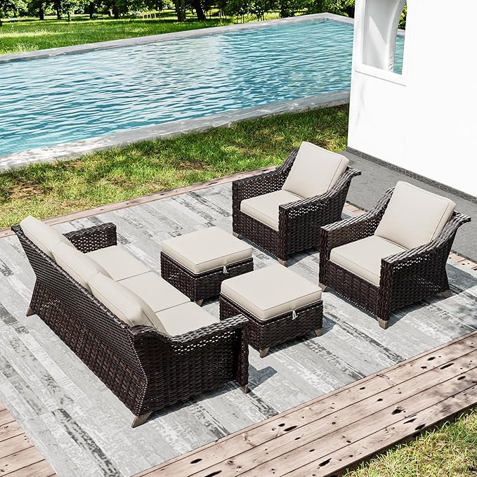 Joyside Wicker Patio Furniture Sets, 5 Pieces Upgraded Large Size Outdoor - Image 6