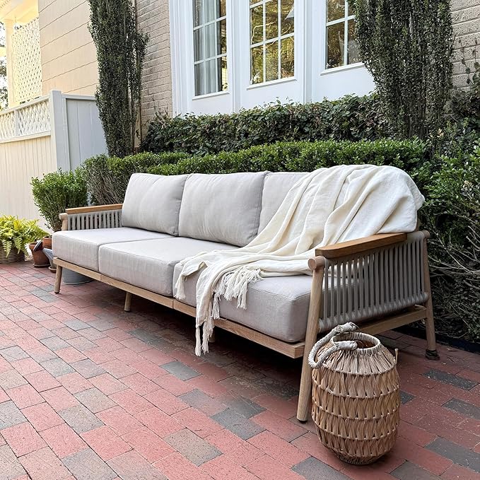 Acanva Modern All-Weather Aluminum Outdoor Patio Sofa - Image 7
