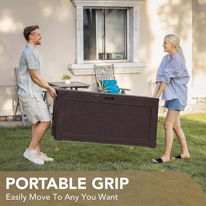 Devoko 120 Gallon Deck Box Resin Outdoor Storage Box Waterproof - Image 6
