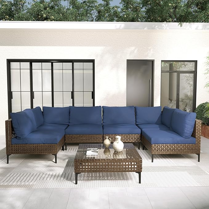 Grand patio Wicker Patio Furniture Set, All Weather Outdoor Sectional Sofa by GrandPatio