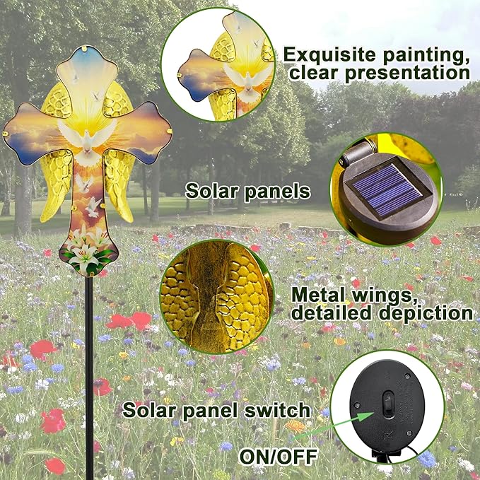 Solar White Dove Cross Garden lamp - Image 3