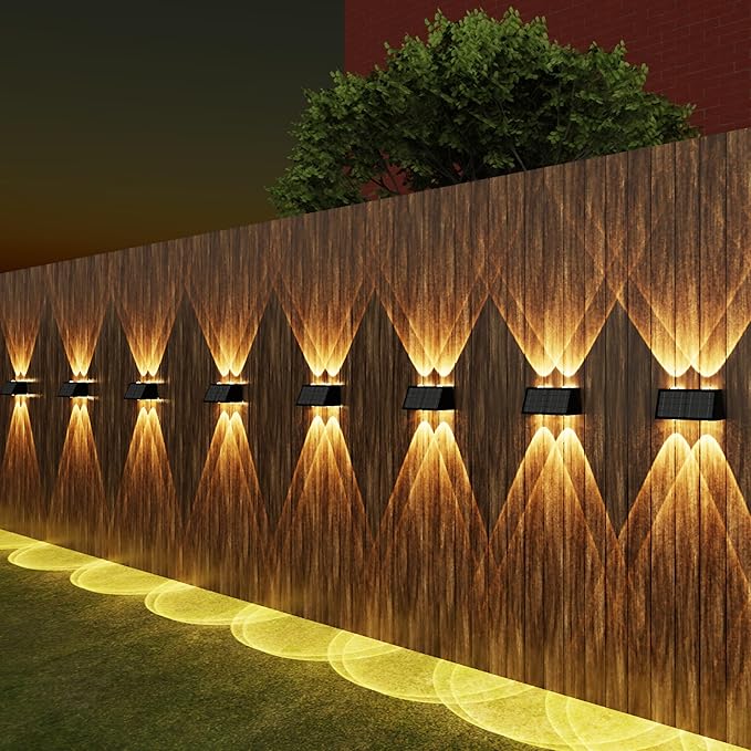 8-Pack Solar Fence Lights, Up & Down Lighting, 50LM/25LM 4 Modes, IP65 - Image 8