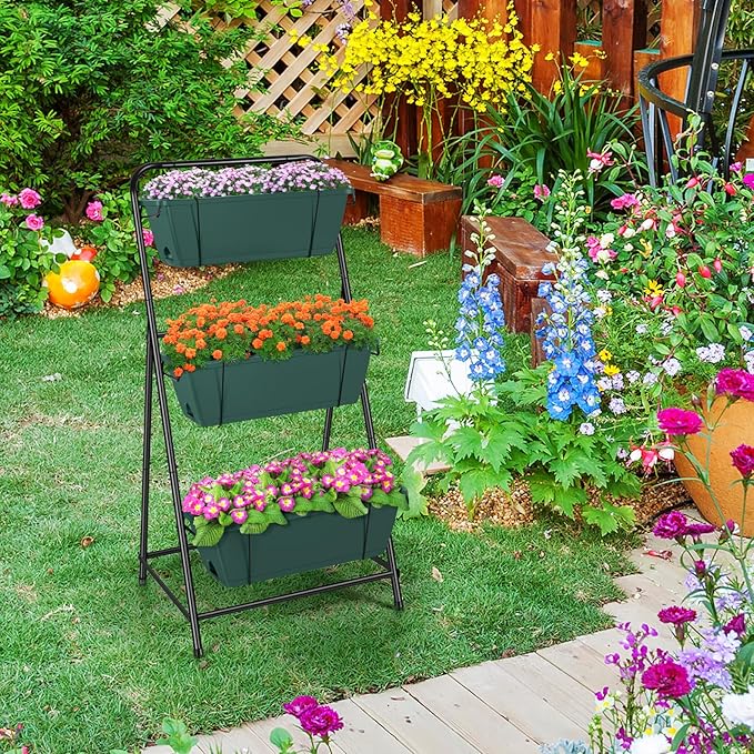 Vertical Raised Garden Bed 3 Tier Garden Planter Standing Planter Box Herb - Image 5