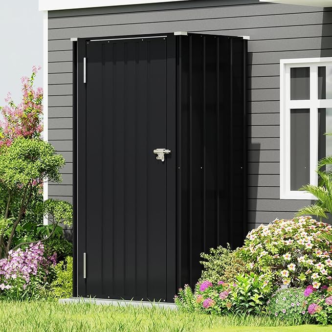 Devoko 22 Cuft Lockable Metal Storage Shed, Vertical Indoor Outdoor Tool Cabinet - Image 6