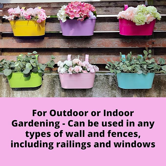 LaLaGreen Rail Planter Outdoor Plants Colorful Metal Iron Strawberry Hanging - Image 3