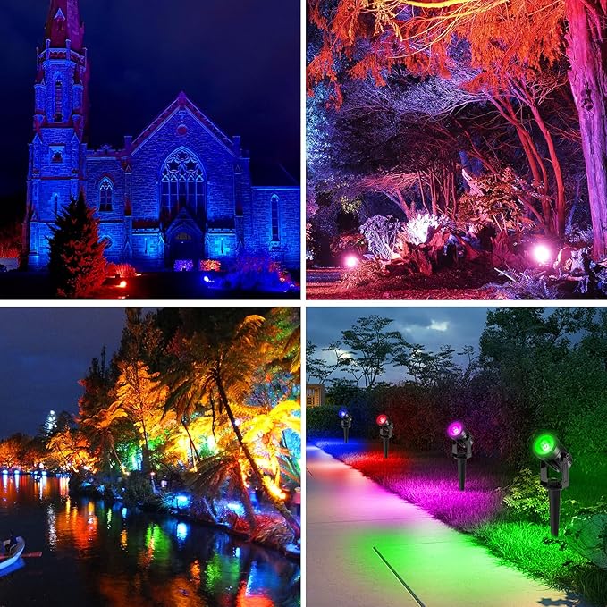T-SUNUS RGB Solar Spot Lights Christmas, Metal Color Changing Landscape - Image 8