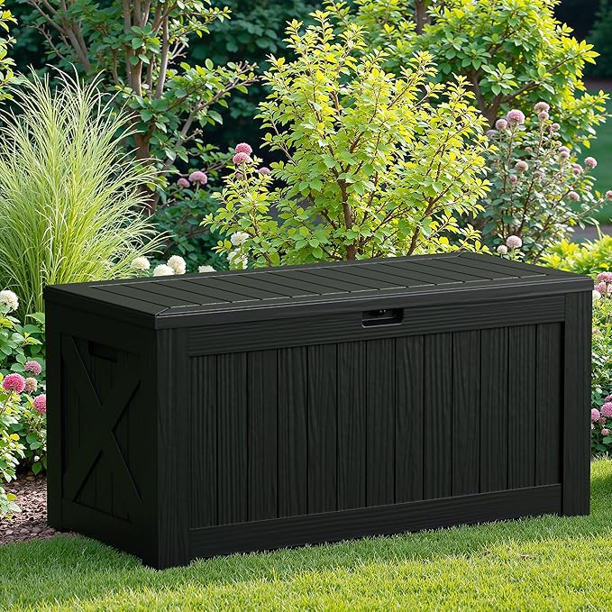 JUMMICO 120 Gallon Resin Deck Box, Large Outdoor Storage Box Waterproof & - Image 5