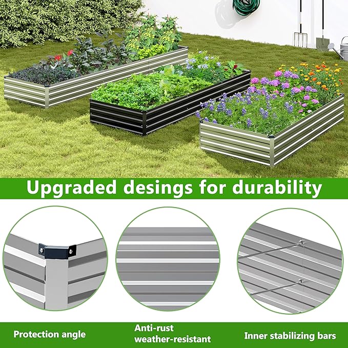 2PCS 6x3x1ft Galvanized Raised Garden Bed Kit, Galvanized Planter Raised Garden - Image 4