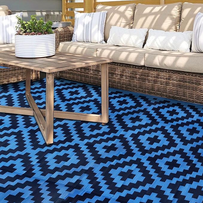 SAND MINE Waterproof Outdoor Rug 9x18 ft, Plastic Reversible Rug, Modern Area - Image 7