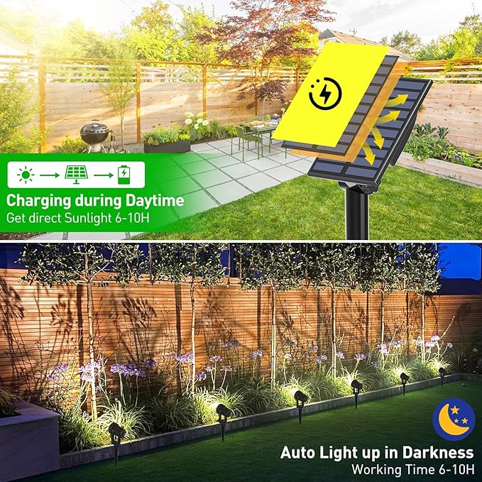 T-SUNUS Christmas Solar Spot Lights Outdoor White 6000K IP65 Waterproof 2-in-1 - Image 3