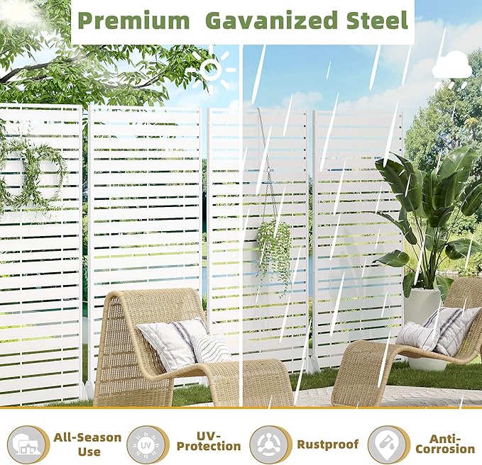 Casaphoria 72" H x 47" W Metal Privacy Screen, Outdoor Freestanding Decorative - Image 4