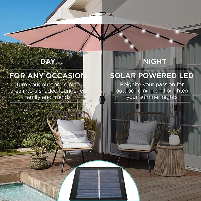 Best Choice Products 10ft Solar Polyester LED Lighted Patio Umbrella w/Tilt - Image 3