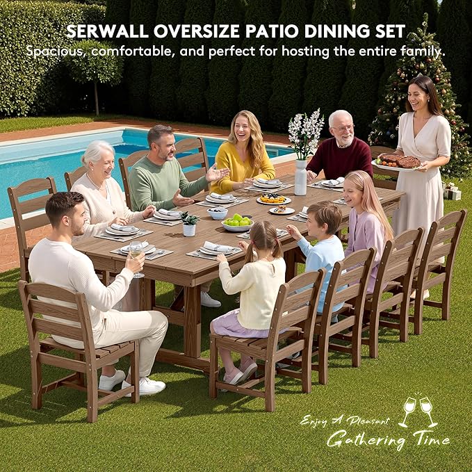 SERWALL Outdoor Dining Chairs Set of 4, All-Weather HDPE Patio Chair - Image 8