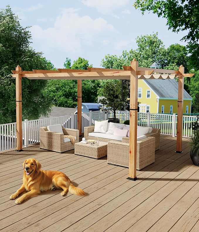 GarveeLife 10 x 13 ft Wood-Grain Outdoor Pergola by Unknown