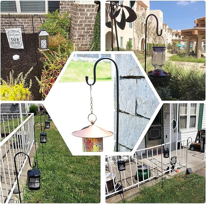 Ottsuls Bird Feeder Pole, 45 INCH Heavy Duty Shepherds Hooks - Image 6