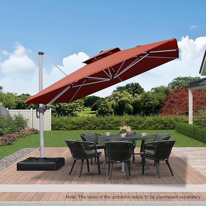PURPLE LEAF 11 Feet Double Top Deluxe Square Patio Umbrella Offset Hanging - Image 2