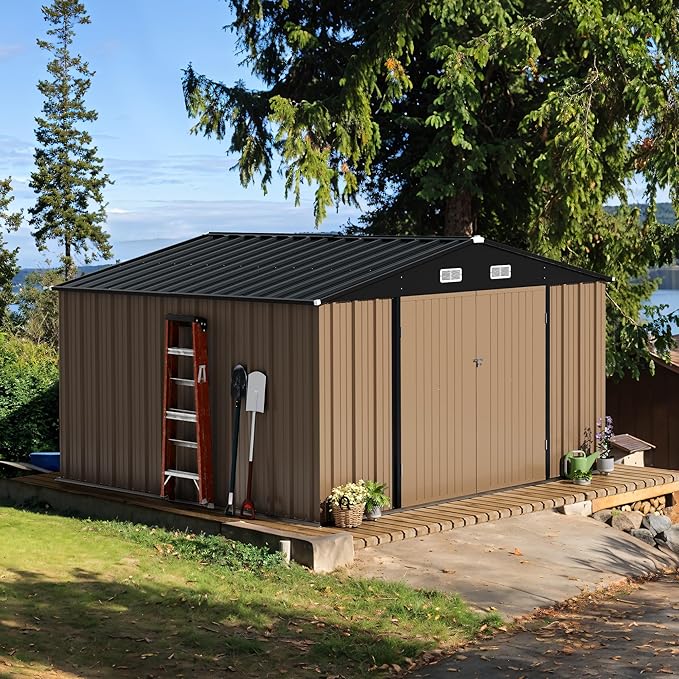 Devoko 10 x 10 FT Outdoor Storage Shed, Metal Garden Sheds & Outdoor Storage - Image 2