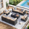 Aoxun 10 Piece Patio Furniture Set Wicker Rattan Patio Sectional Sofa Set by Aoxun