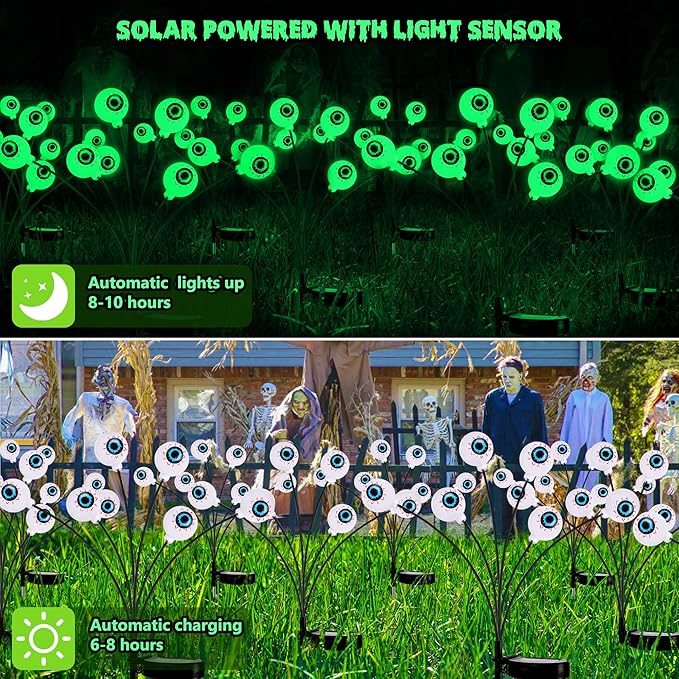BrizLabs 8 Pack 48 LED Halloween Solar Lights, 2 Modes Outdoor Halloween - Image 7