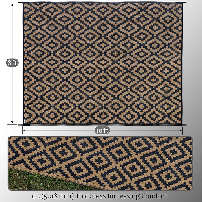 SAND MINE Reversible Mats, Plastic Straw Rug, Modern Area Rug, Large Floor Mat - Image 2