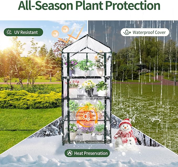4 Tier Mini Greenhouse for Outdoor Indoor, Waterproof Heavy Duty Small - Image 6